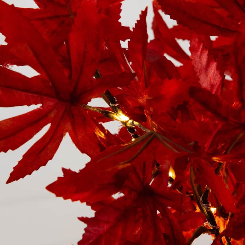 Pre-Lit Artificial Red Maple Fall Harvest Tree - 2' - Warm White LED Lights