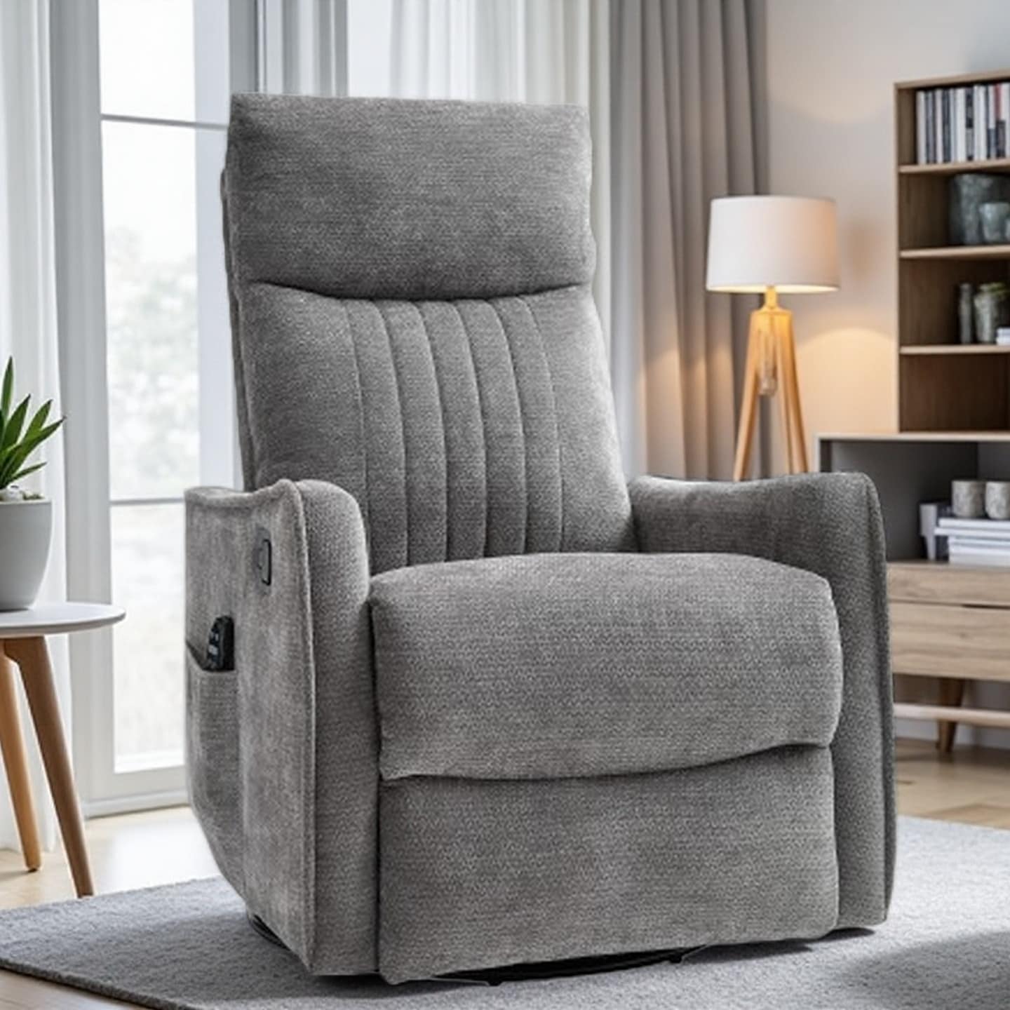 Manual Recliner Chair with 8-Point Massage, Lumbar Heat, 360° Swivel and Rocking Functions for Living Room Comfort