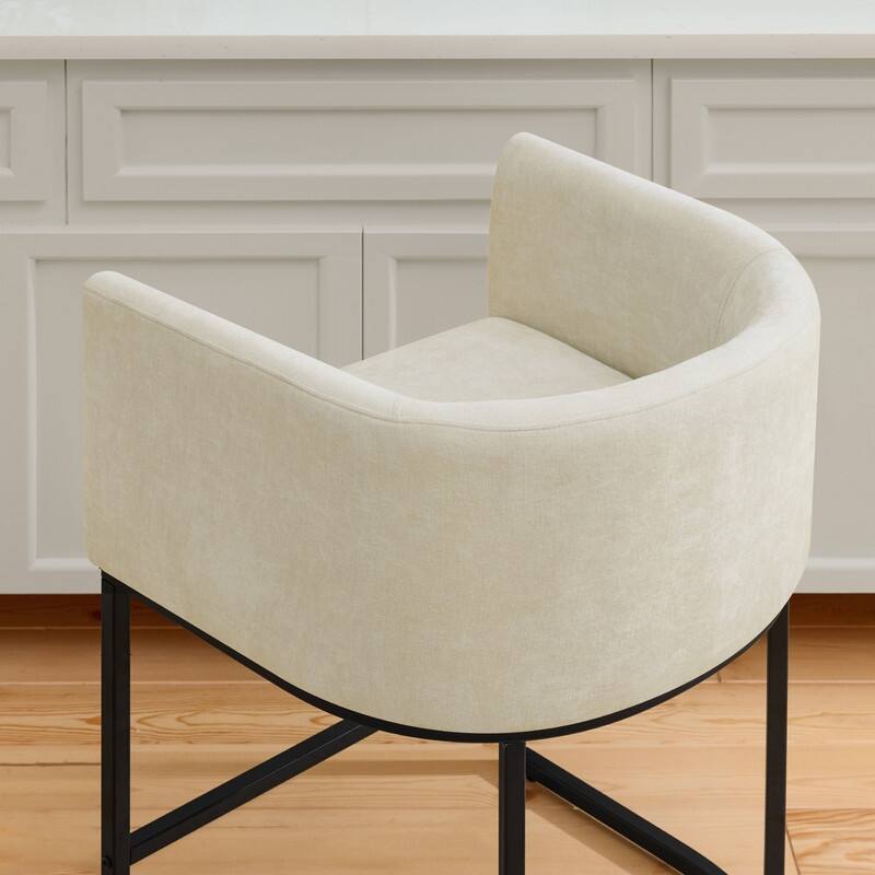 Spruce & Spring Modern Upholstered Barrel Counter Bar Stool with Arm