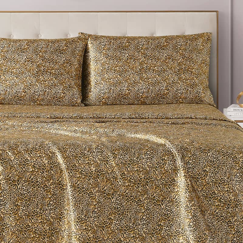 Juicy Couture Silky Satin Sheet Set - Monica Leopard - King