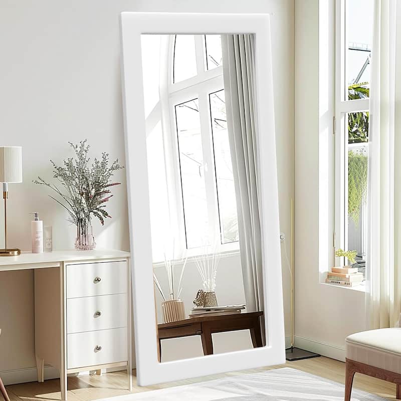 Farmhouse Style Wooden Square Mirror, Pastoral Style in The Bathroom - 30X65 - White