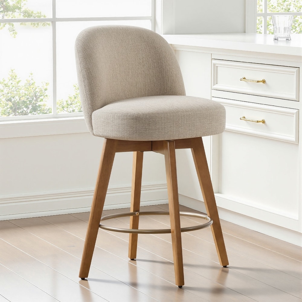 26" Upholstered Swivel Counter Stool With Solid Wood Frame - 37.8"H x 19.7"W x 23.2"D