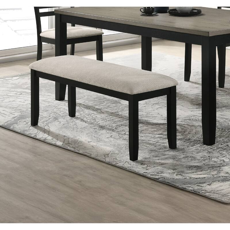 1pc Black Gray Bench Dining Room Fabric Upholstery Kitchen Dining Wooden Furniture - Black,Gray