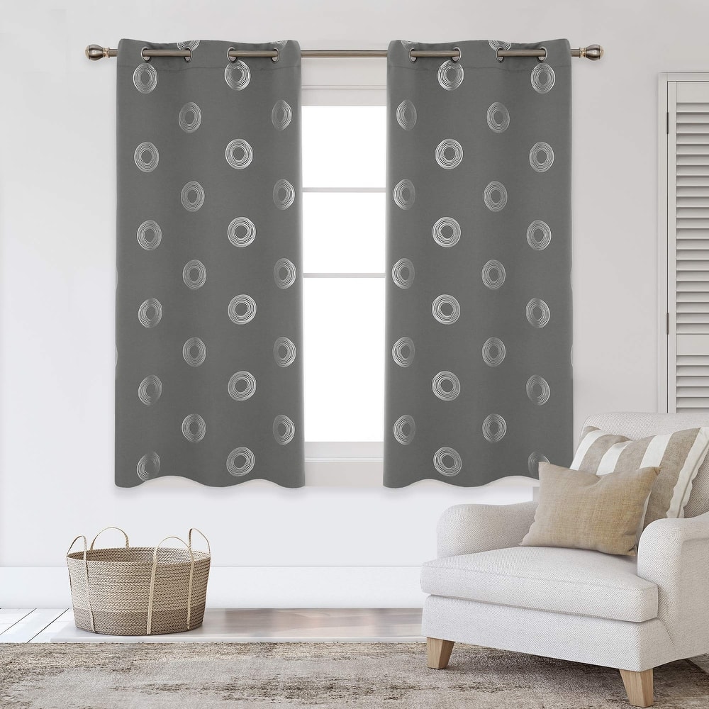 Concentric Circles Pattern Room Darkening Curtain 2 Panels