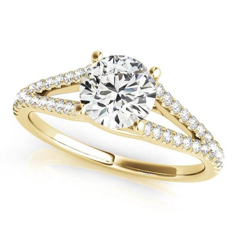 Auriya 14k Gold 1/2ctw Round Moissanite and Diamond Engagement Ring 1/5ct TDW - Yellow - 9