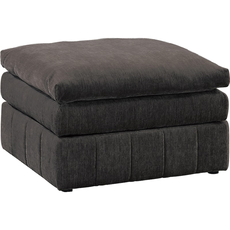 Contemporary 1pc Ottoman Modular Plush Chair Sectional Sofa Living Room Furniture Granite Morgan Fabric- Suede