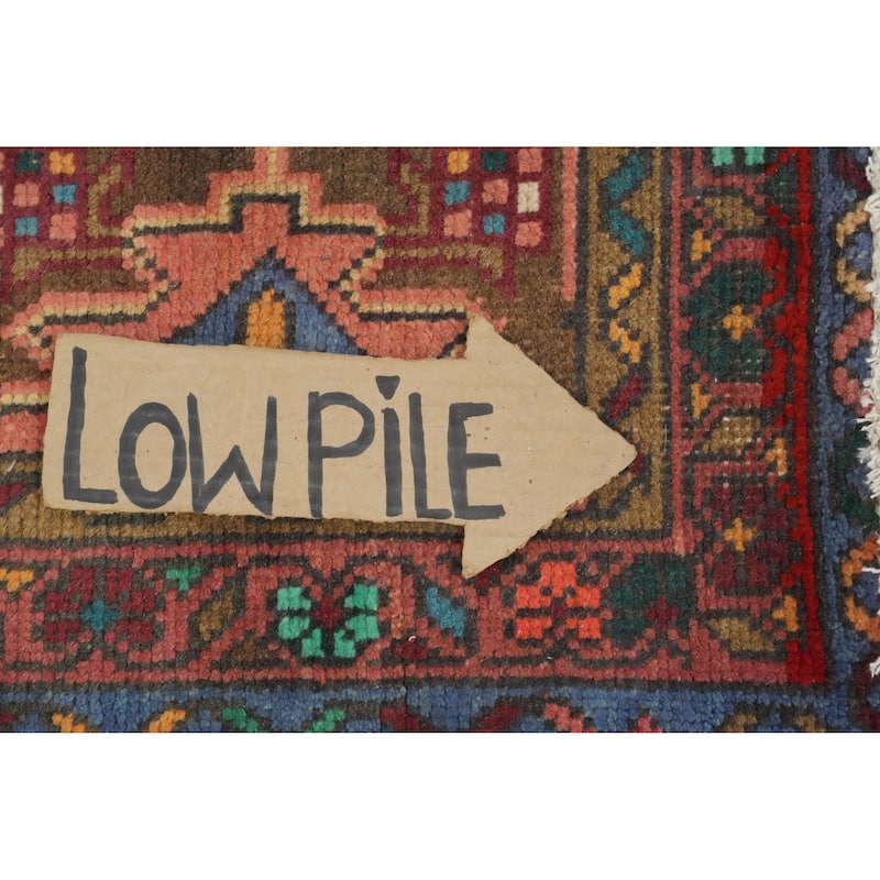 Hand Knotted Oriental 100% Wool Carpet Traditional Geometric Pink Tabriz Runner Rug - 12' 4'' X 3' 4''