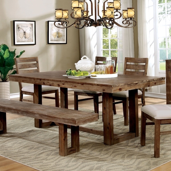 Furniture of America Treville Rustic Plank Style Dining Table