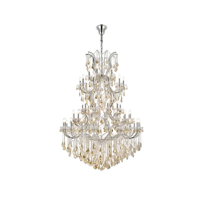 Fleur Illumination Collection Chandelier D:54in H:72in Lt:61 Chrome Finish - Chrome/royal cut crystals (golden teak)