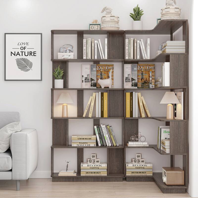 90 Cm Space Saving Corner Bookshelf + 80 Cm Bookcase Extendable Free Combination, Set Of 2 Display Shelf