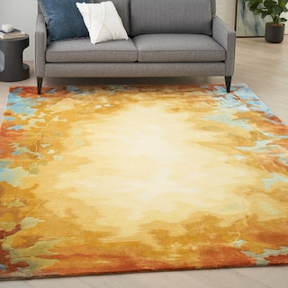 Nourison Prismatic Modern Abstract Golden Yellow Multicolor Area Rug