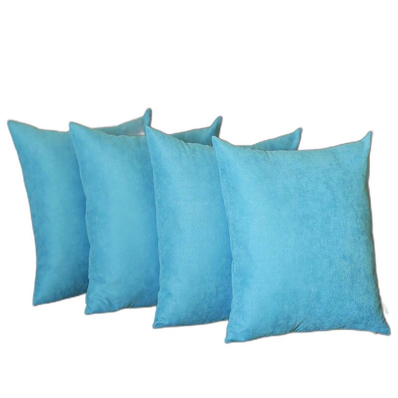 HomeRoots Set Of Four 18" X 18" Sky Blue Polyester Zippered Pillow Cover