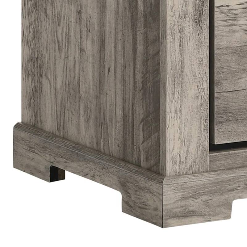 Elaya Nightstand with 2 Drawers, Black Metal, Weathered Gray Wood