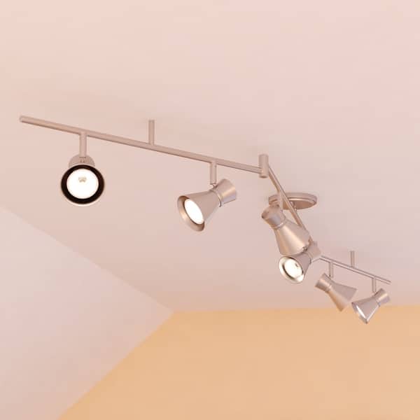 slide 2 of 17, Alto 6 Light LED Swing Arm Ceiling Spot Light 82-in W x 8-in H x 5-in D - Brushed Nickel with Chrome