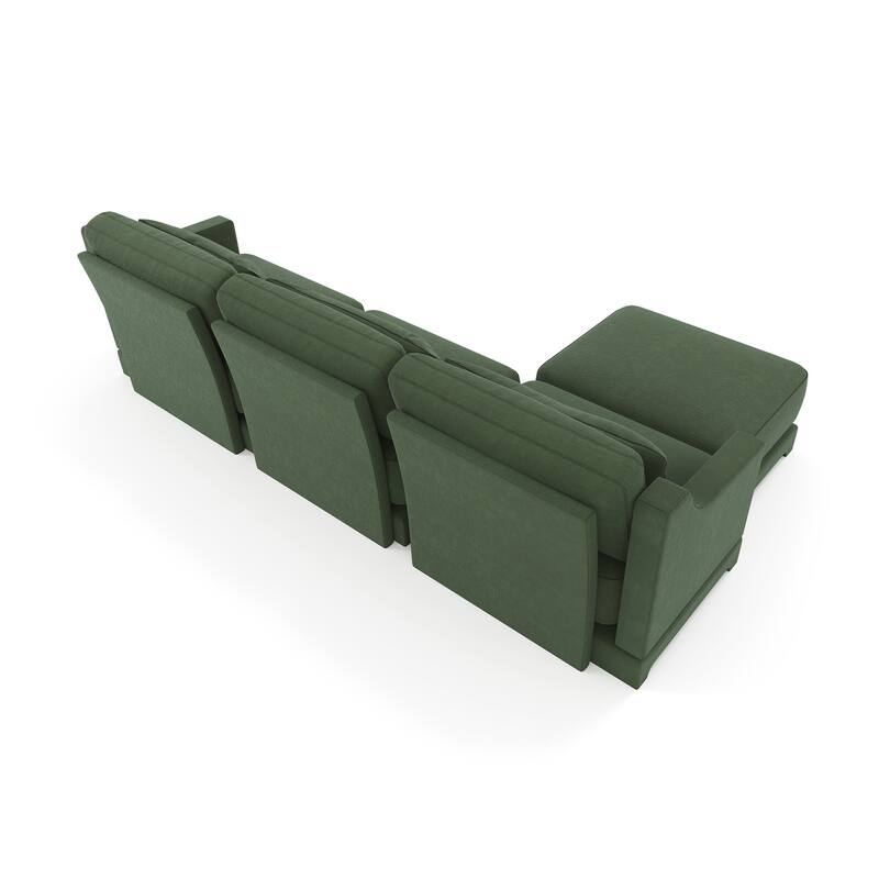 105.9" Sectional Modular Couch Sofa with Removable Ottomans & Lumbar Pillow, Chenille Fabric 3-Seater Lounge Sofa with Wood Base