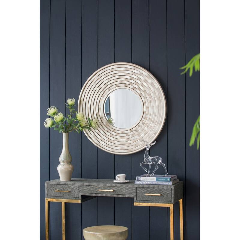 Round Wall Mounted Mirror - Home Decor for Bathroom, Living Room - Silver