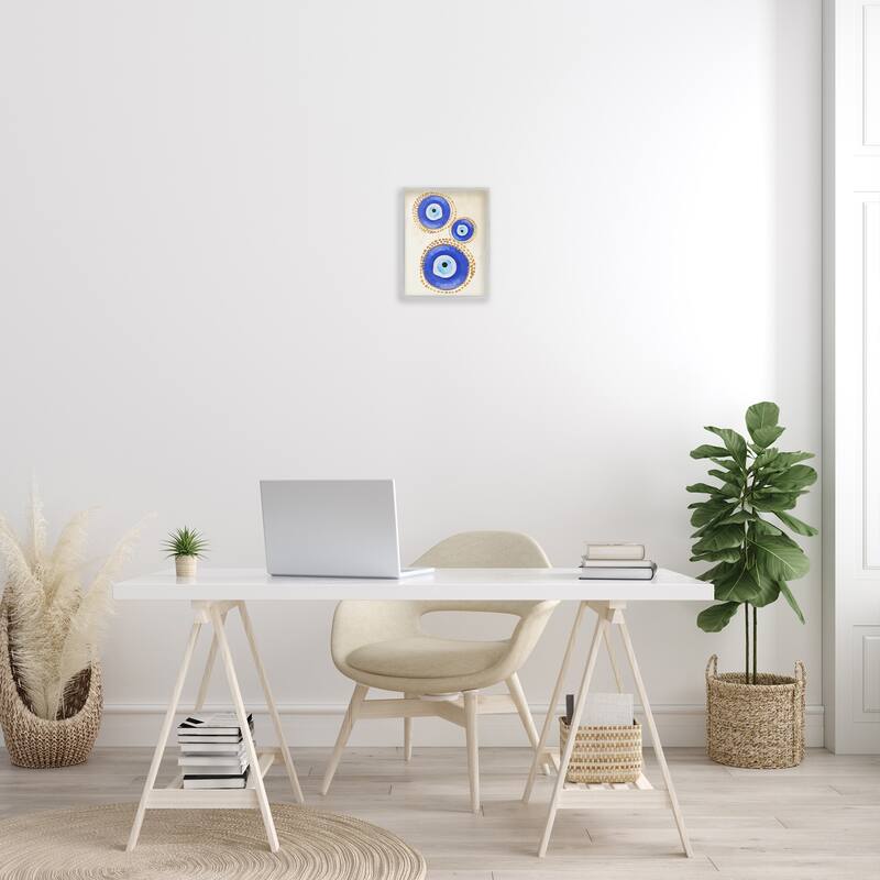 Stupell Round Blue Evil Eye Pattern Lustrous Dotted Detail Framed Wall Art, Design by Two Smart Blondes