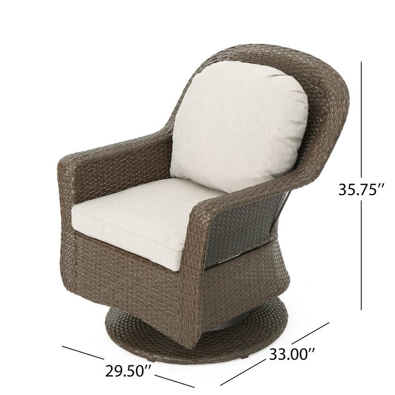 Kaia Outdoor Swivel Accent Chair Set of 2, Rattan Wicker Weave, Beige