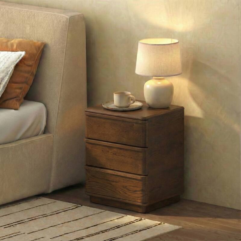 SAFAVIEH Couture Guillermo 3-Drawer Wood Nightstand - Walnut