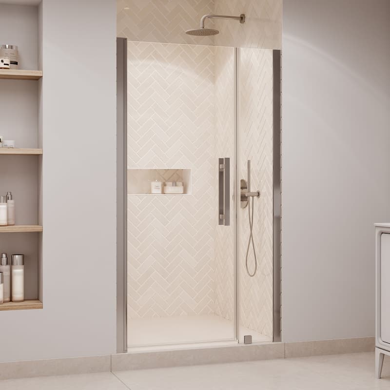 Pasadena Alcove Frameless Pivot Shower Door, 2025 - 43" - Satin Nickel
