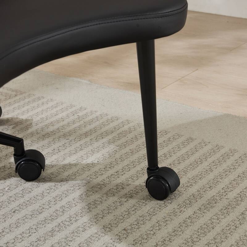 GDF Studio - Flexible PU Leather Cross-Legged Office Chair with Adjustable Swivel Footstool and Lumbar Support