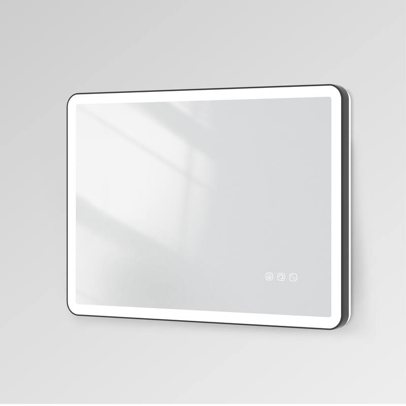 QuivaraView Luxury Aluminum Black Micro-arc Framed bathroom Vanity Wall Mounted LED lighted Mirror