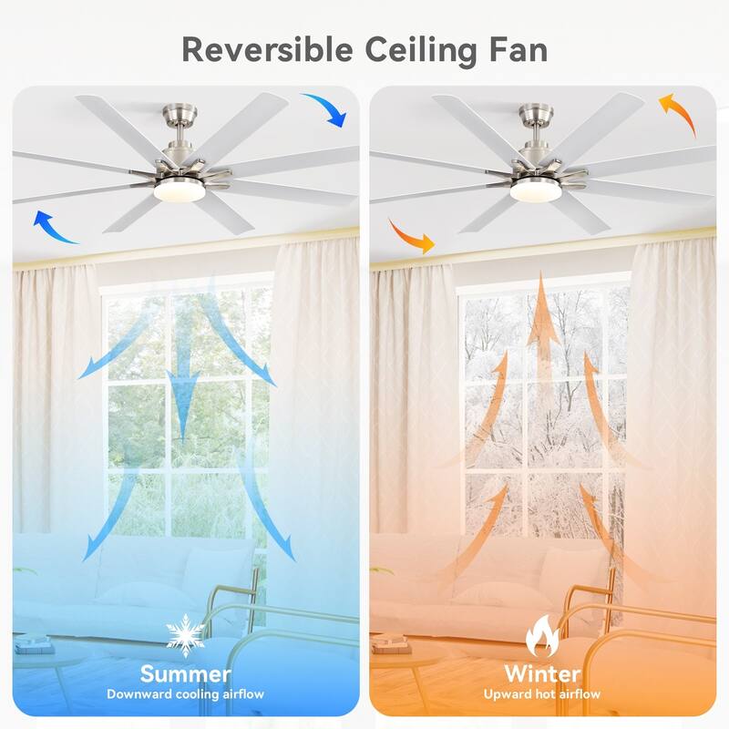 52-Inch Smart DC Ceiling Fan with LED Light & 8 ABS Blades