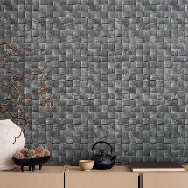 Galerie Wallcoverings Woods and Wicker Collection 3D Rattan Weave Optics Matte Finish Vinyl on Non-woven Wallpaper Roll