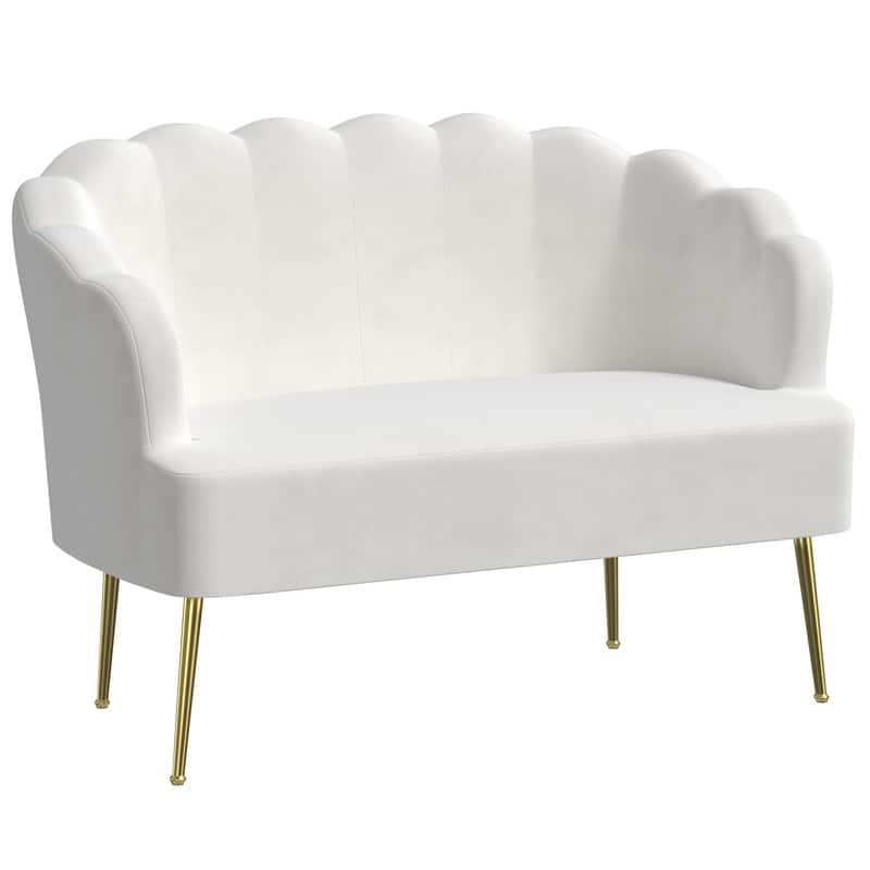 Velvet Comfortable Softness Metal Legs Loveseat Sofa