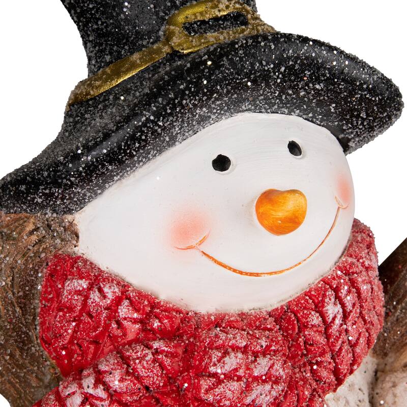 Lighted Snowman and Boy Christmas Decoration - 18" - Clear LED Lights