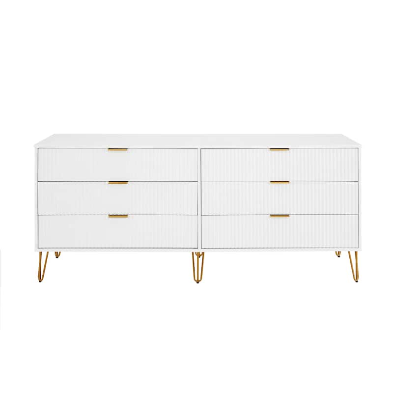 Manhattan Comfort Dumbo Modern 6-Drawer Double Low Dresser.