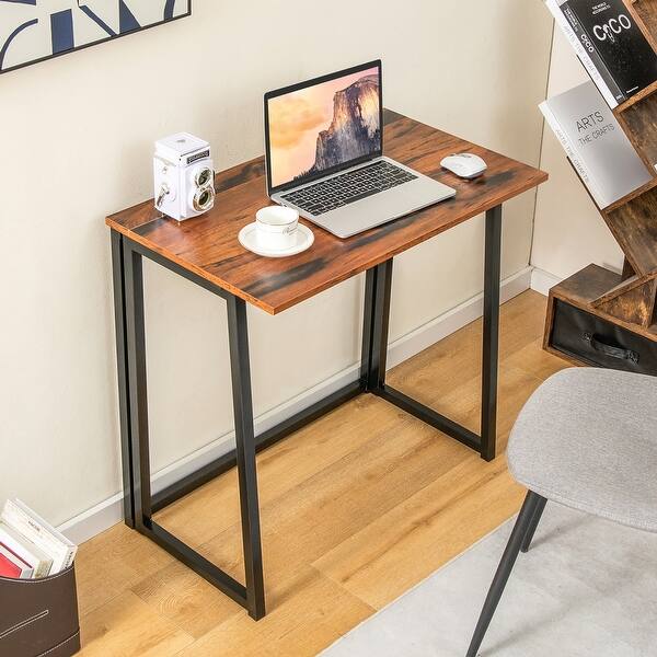 Folding Computer Desk No Assembly Study Writing Table for Small Spaces ...