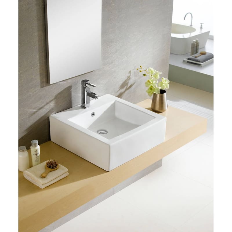 Fine Fixtures Ceramic White Bathroom Vessel Sink