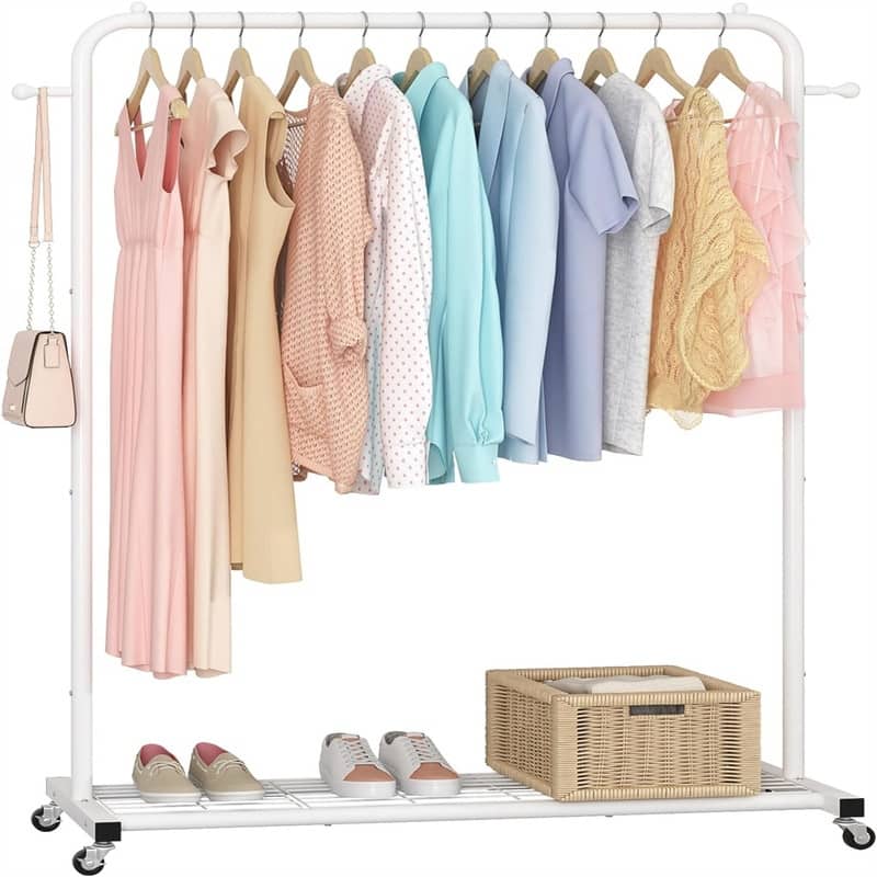 Clothing Rack with Bottom Mesh Storage Shelf - 39.76"D x 16"W x 64.56"H