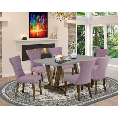 Modern Dining Table Set - 7 Piece - Rectangular Table with 6 Parsons Chairs - Hardwood Frame - Elegant Design