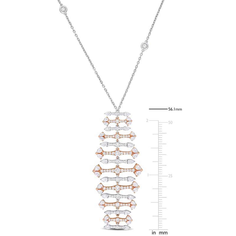 Miadora 3 1/3ct Pear Shape Diamond Drop Necklace in 14k White and Rose Gold - 16 in.