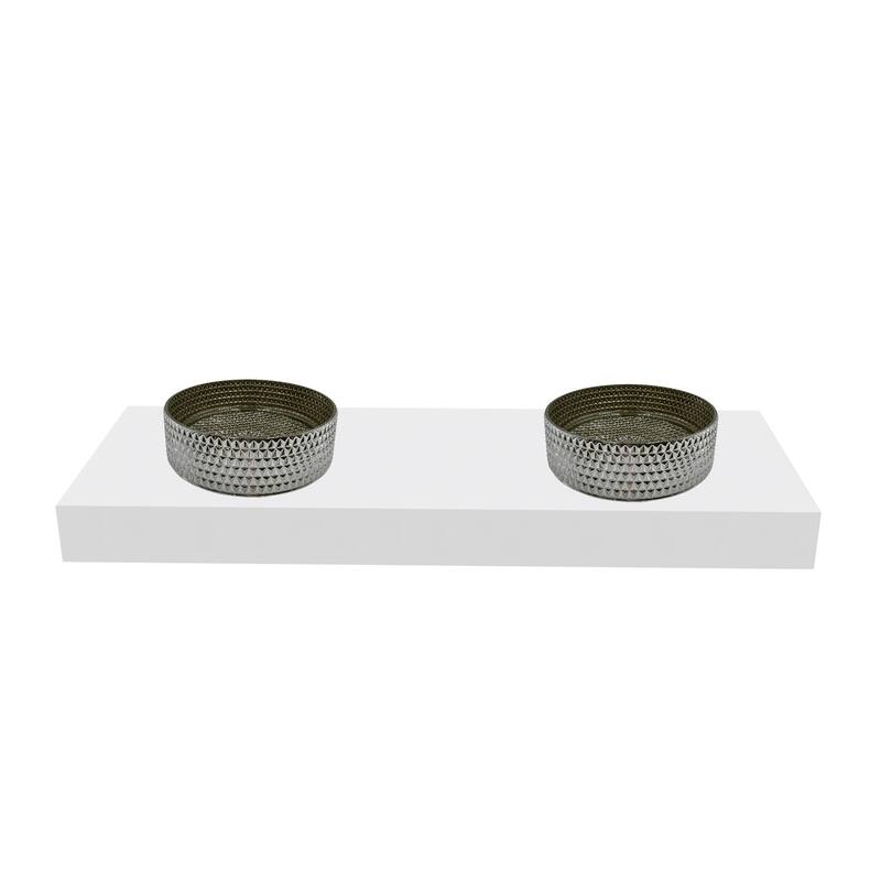 CastelloUSA 14" Round Decorative Sliver Crystal Sink With Base - 60"