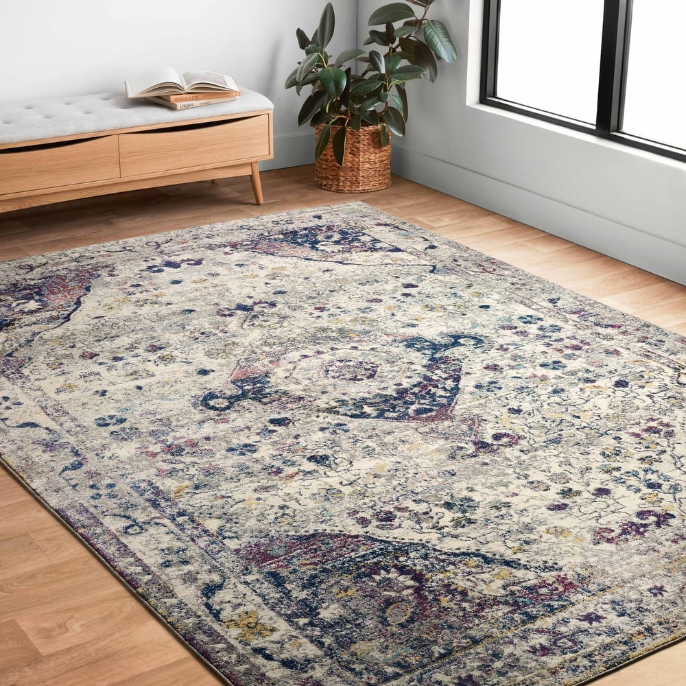 Alexander Home Malik Boho Diamond Distressed Area Rug
