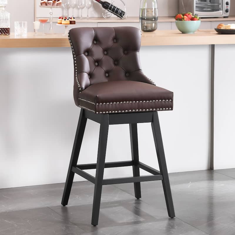26"/29" Faux Leather Swivel Counter and Bar Height Stools (Set of 1/2/3/4) - Single - Brown - Bar Height