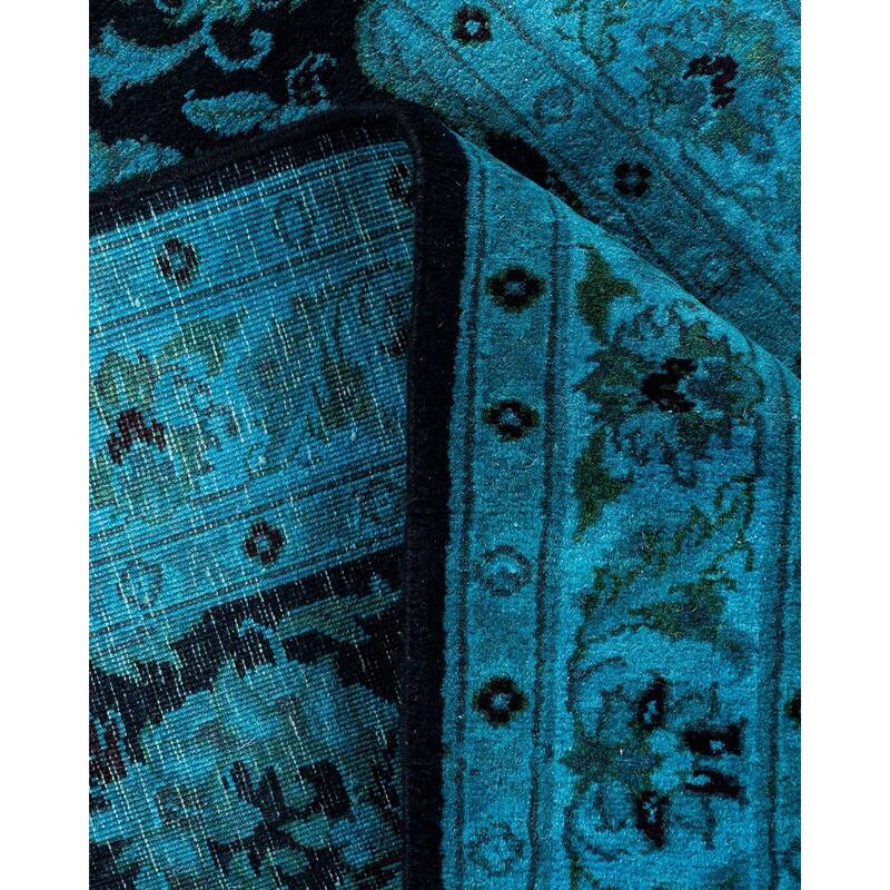 Fine Vibrance, One-of-a-Kind Hand-Knotted Runner Rug - Blue, 2' 6" x 9' 10" - 2' 6" x 9' 10"