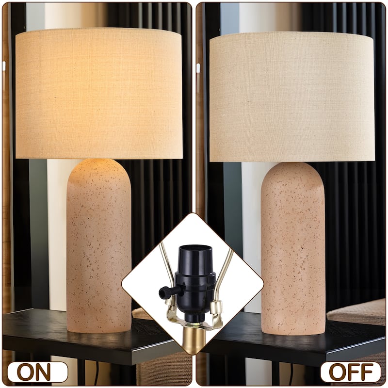 Ceramic Table Lamp with Drum Linen Shade