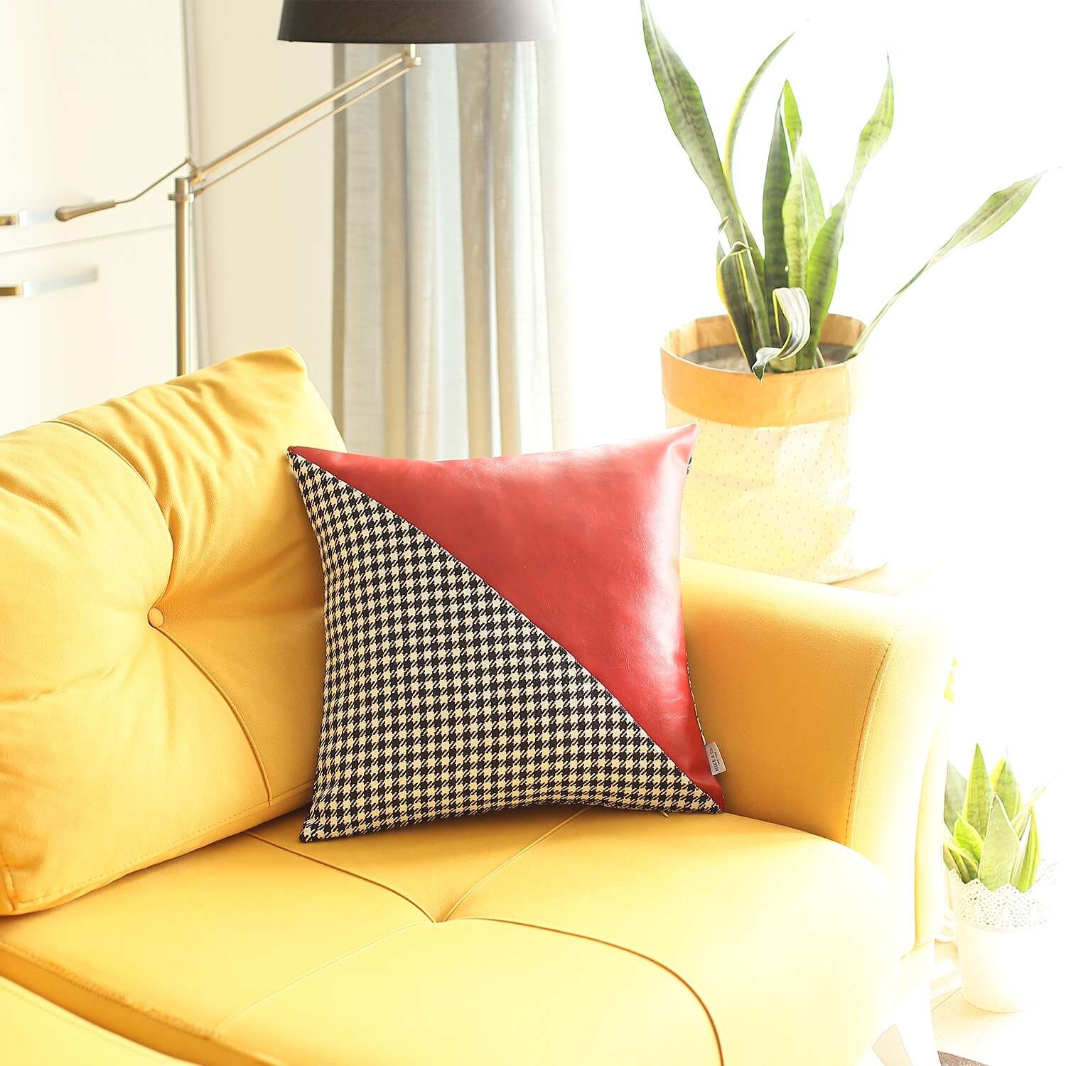 Boho-Chic Decorative Vegan Faux Leather Pillow Covers-image