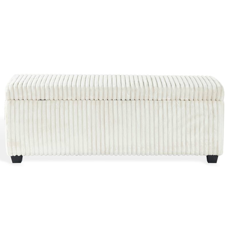 SAFAVIEH Couture Lynzie Plush Corduroy Storage Bench - 55"W x 21"D x 19"H