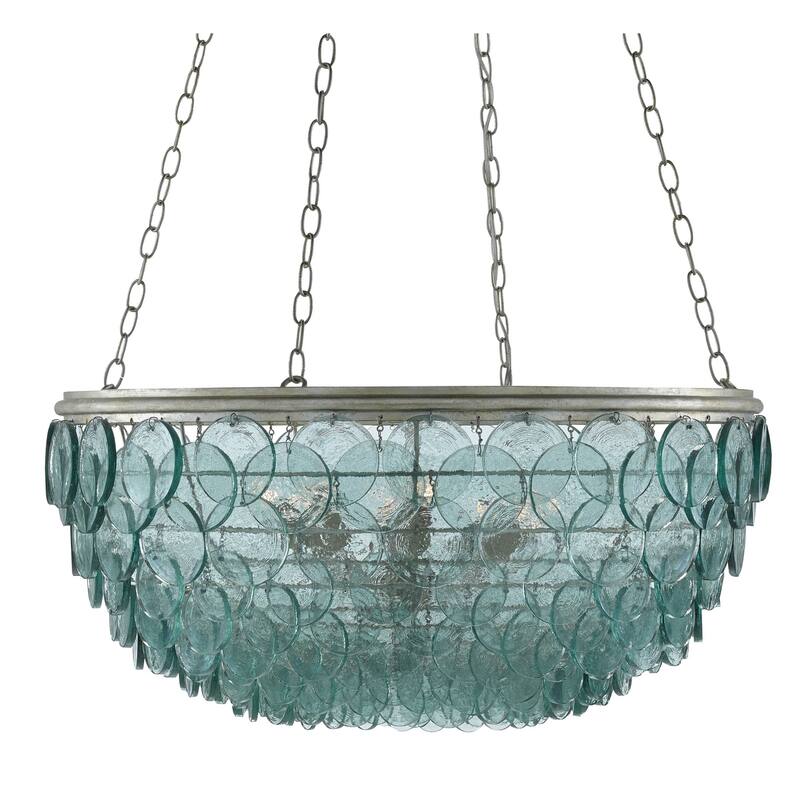 Currey & Company Quorum Small Chandelier - 17"h x 32.5"dia - 17"h x 32.5"dia - Silver Leaf