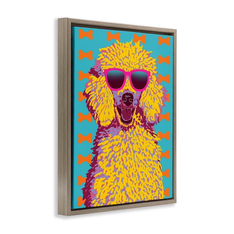 Stupell Retro Pop Poodle Framed Floater Canvas Wall Art Design By Marcus Prime
