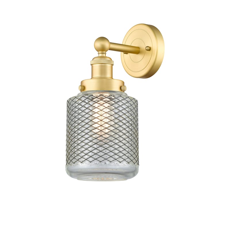 Innovations Lighting 616-1W-12-6 Stanton Sconce Stanton 12" Tall Wall - Satin Gold / Clear Wire Mesh