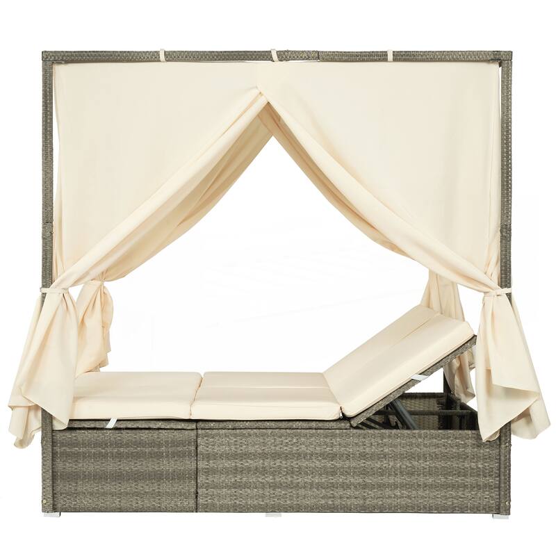 Adjustable Sun Bed With Curtain