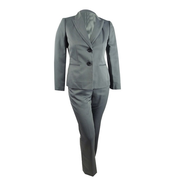 Le Suit Women's Herringbone Pantsuit (10, Steel Multi) - 10. Opens flyout.