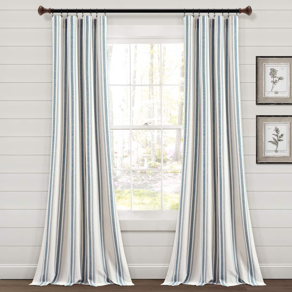 Lush Decor Farmhouse Stripe Yarn Dyed Cotton Window Curtain Panel Pair