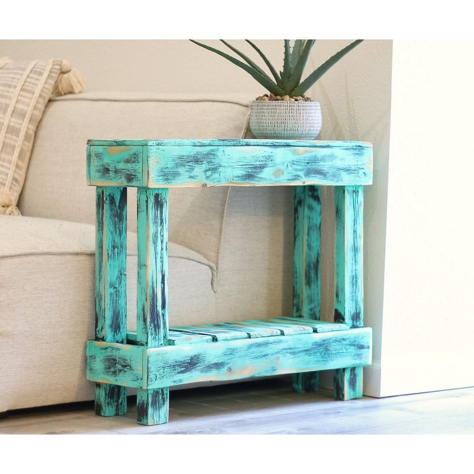 Luxe Accent Table (Aqua with Black)